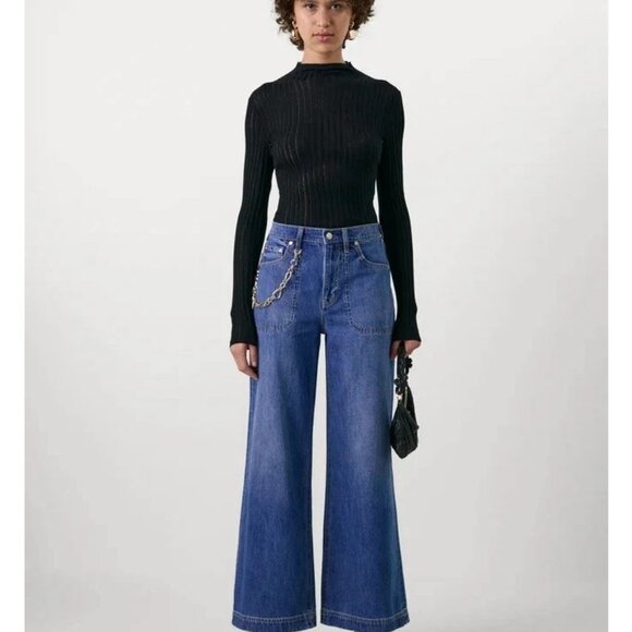 EUC GAP x cult gaia High Rise Stride wide leg Jeans Indigo womens size 27 / 4 - Picture 8 of 8